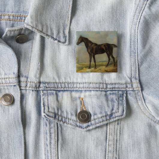 Das schwarze Reiten-Pferd Golding Polizisten, Button (Beispiel)