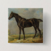 Das schwarze Reiten-Pferd Golding Polizisten, Button (Vorderseite)