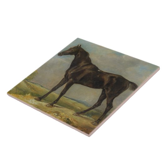 Das schwarze Reiten-Pferd Golding Polizisten, Fliese (Seite)