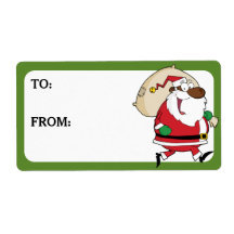 Das schwarze, Santa bedruckte Geschenklabel