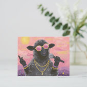 Das schwarze Schaf, das rockt Postkarte (Stehend Vorderseite)