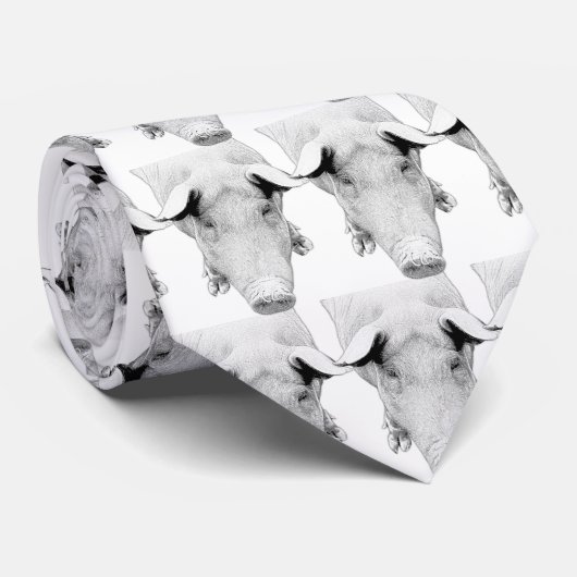 Das Schwein in Schwarzweiss Krawatte (Gerollt)