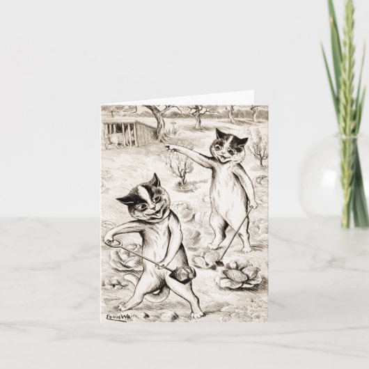 Das Schwein ist in der Hühnercoop von Louis Wain Dankeskarte (Vorderseite)