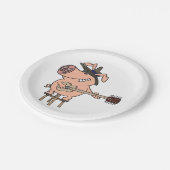 Das Schweinefleisch als Blues Pappteller (Schrägansicht)