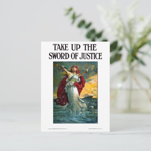 Das Schwert der Gerechtigkeit aufgreifen Postkarte (Stehend Vorderseite)