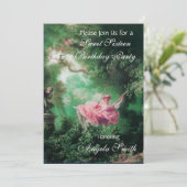 DAS SCHWIMMEN,16 . GEBURTSTAG PARTY Fuchsia Champa Einladung (Stehend Vorderseite)