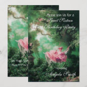 DAS SCHWIMMEN,16 . GEBURTSTAG PARTY Fuchsia Champa Einladung (Vorne/Hinten)