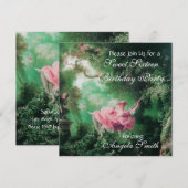 DAS SCHWIMMEN,16 . GEBURTSTAG PARTY Fuchsia Champa Einladung (Vorne/Hinten)