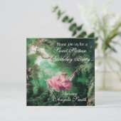 DAS SCHWIMMEN,16 . GEBURTSTAG PARTY Fuchsia Champa Einladung (Stehend Vorderseite)