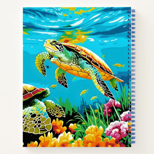 Das Schwimmen der Schildkröten im Meer Notizblock (Rückseite)