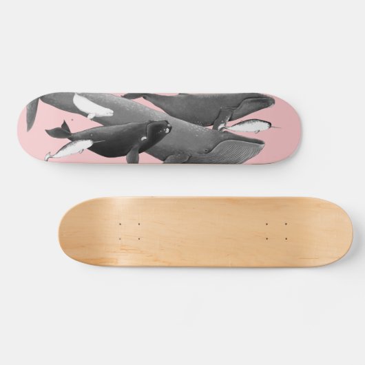 Das Schwimmen der Wale Illustration Art Whale Pink Skateboard (Horizontal)