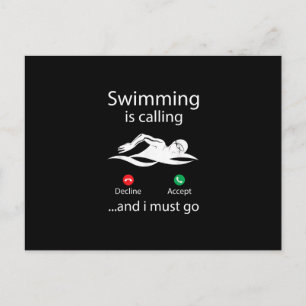 Das Schwimmen ist eine abnehmende Annahme und ich Ankündigungspostkarte