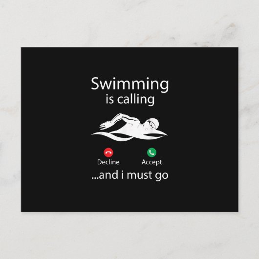 Das Schwimmen ist eine abnehmende Annahme und ich Einladungspostkarte (Vorderseite)