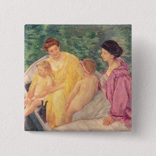 Das Schwimmen oder zwei Mütter u. ihre Kinder auf Button (Vorderseite)