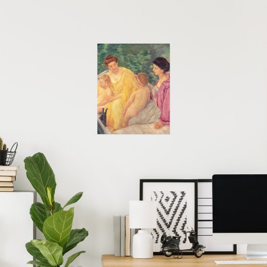 Das Schwimmen oder zwei Mütter und ihre Kinder auf Poster (Heimbüro)