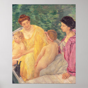 Das Schwimmen oder zwei Mütter und ihre Kinder auf Poster