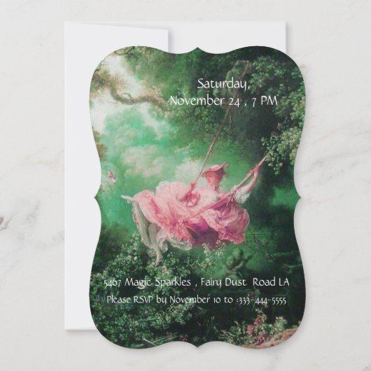 DAS SCHWIMMEN, SCHWEET 16 PARTY Fuchsia Einladung (Rückseite)