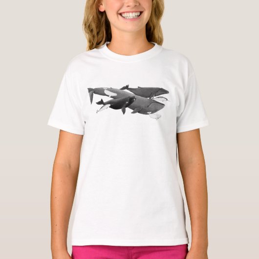 Das Schwimmen von Walen illustriert die Art Whale T-Shirt (Vorderseite)