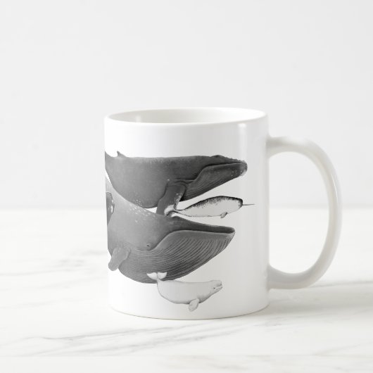 Das Schwimmen von Walen illustriert Kunst Kaffeetasse (Rechts)