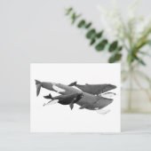 Das Schwimmen von Walen illustriert Kunst Postkarte (Stehend Vorderseite)