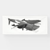 Das Schwimmen von Walen illustriert Kunstwale Banner (Horizontal)