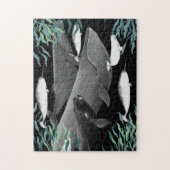 Das Schwimmen von Walen illustriert Kunstwale Puzzle (Vertikal)