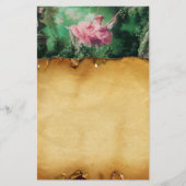 DAS SCHWIMMENDE, braune Pergament, grüne, rosa Fuc Briefpapier (Vorderseite)