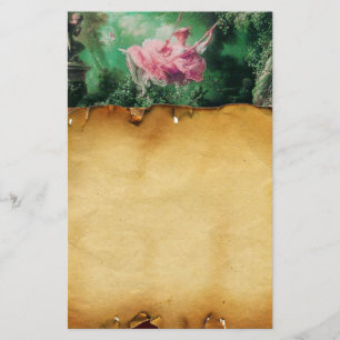 DAS SCHWIMMENDE, braune Pergament, grüne, rosa Fuc Briefpapier