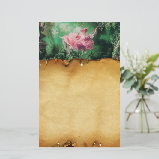 DAS SCHWIMMENDE, braune Pergament, grüne, rosa Fuc Briefpapier (Stehend Vorderseite)