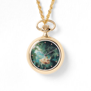 DAS SCHWIMMENDE, grüne Rosa Armbanduhr