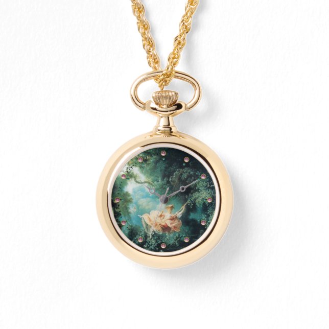 DAS SCHWIMMENDE, grüne Rosa Armbanduhr (Vorderseite)