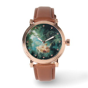 DAS SCHWIMMENDE, grüne Rosa Armbanduhr