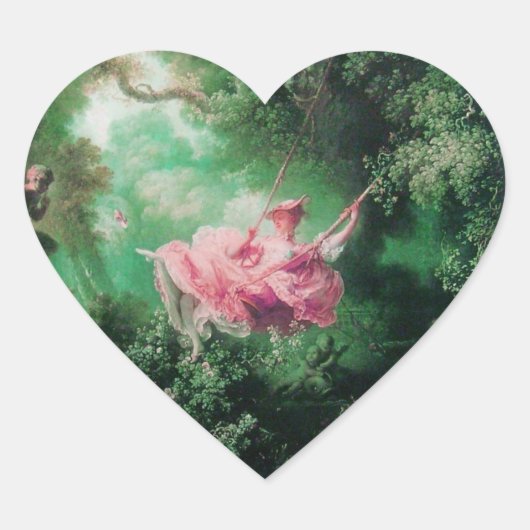 DAS SCHWIMMENDE, grüne Rosa Herz-Aufkleber (Vorderseite)