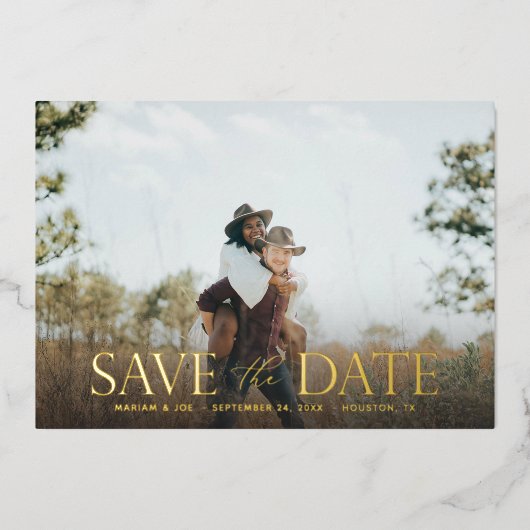 Das Script H Modern 2 Foto Save the Date Folieneinladung (Vorderseite)