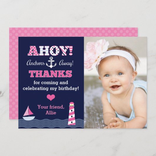 Das SeeFoto des Anker-wegmädchens danken Ihnen zu Dankeskarte (Vorne/Hinten)