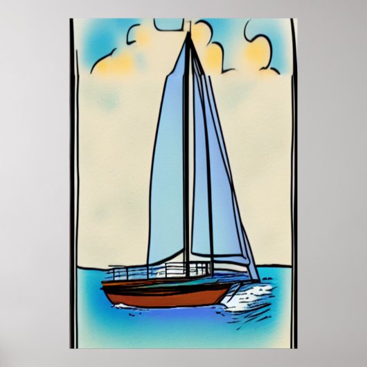 Das Segelboot | AI Art Poster (Vorne)