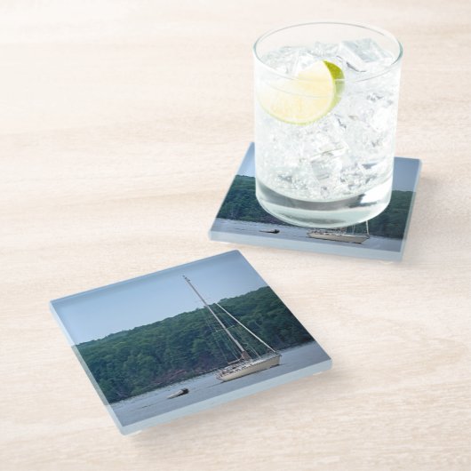 Das Segelleben Glasuntersetzer (Schrägansicht)