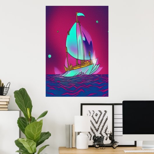 Das Segelschiff | AI Art Poster (Heimbüro)