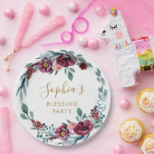 Das Segen-Party der burgundy Floral Mother Pappteller (Party)