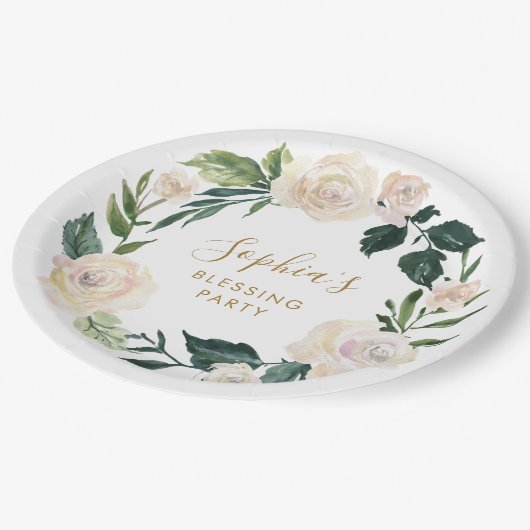 Das Segen-Party der Mutter der Floral Personalisie Pappteller (Schrägansicht)