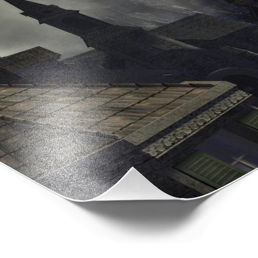 Das seltsame Hochhaus aus Nebel Fotodruck (Ecke)