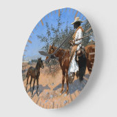 Das Sentinel Frederic Remington 1889 Cowboy-Thema  Große Wanduhr (Winkel)