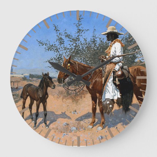 Das Sentinel Frederic Remington 1889 Cowboy-Thema  Große Wanduhr (Vorderseite)