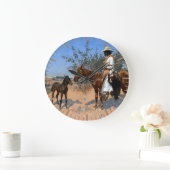 Das Sentinel Frederic Remington 1889 Cowboy-Thema  Große Wanduhr (Zuhause)