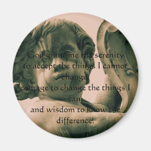 Das serenity-Gebet auf Vintager Engelsphotographie Magnet