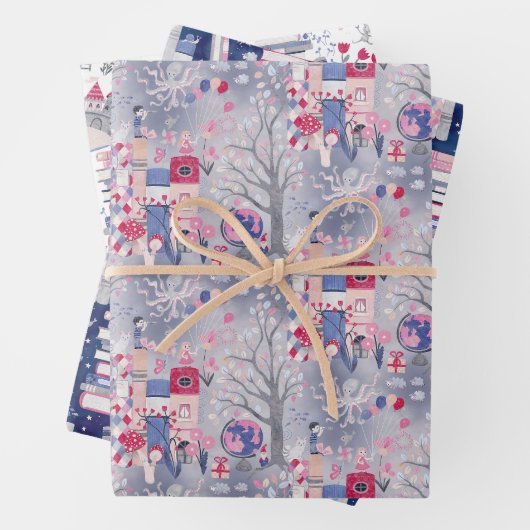 Das Set der verzauberten Märchenbücher von drei Geschenkpapier Set (Beispiel)