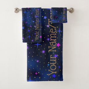 Das Set "Galaxy Stars Midnight Blue Bath Towel"