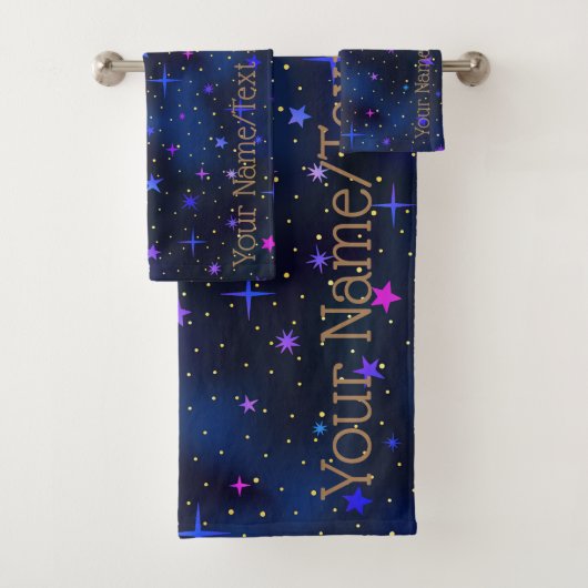 Das Set "Galaxy Stars Midnight Blue Bath Towel" (Insitu)