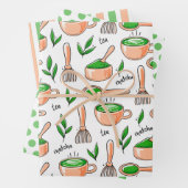 Das Set "Healthy Matcha Green Tea Wrapping Paper"  Geschenkpapier Set (Beispiel)