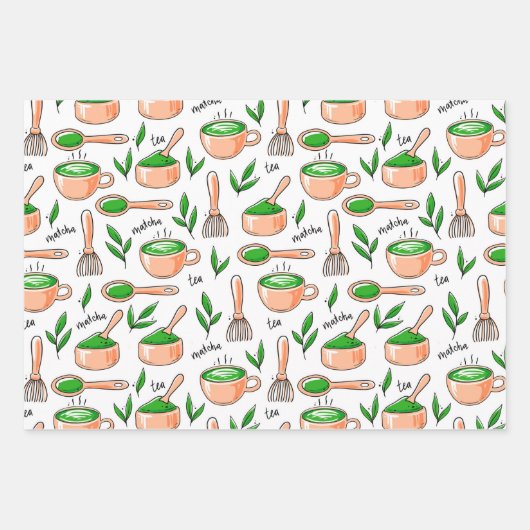 Das Set "Healthy Matcha Green Tea Wrapping Paper"  Geschenkpapier Set (Vorderseite)